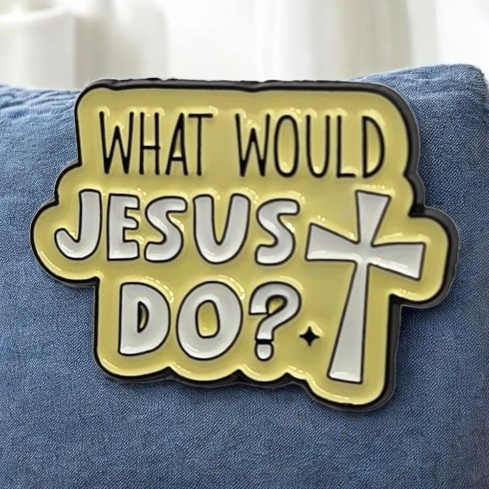 Christian WWJD Enamel Lapel Pin What Would Jesus Do? Cross Faith Backpack Badge